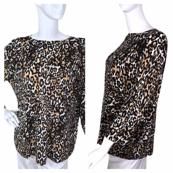 Talbots 2X ❤NEW❤ Lovely Merino Wool Lightweight Animal Print Women’s Sweater - Picture 6 of 9